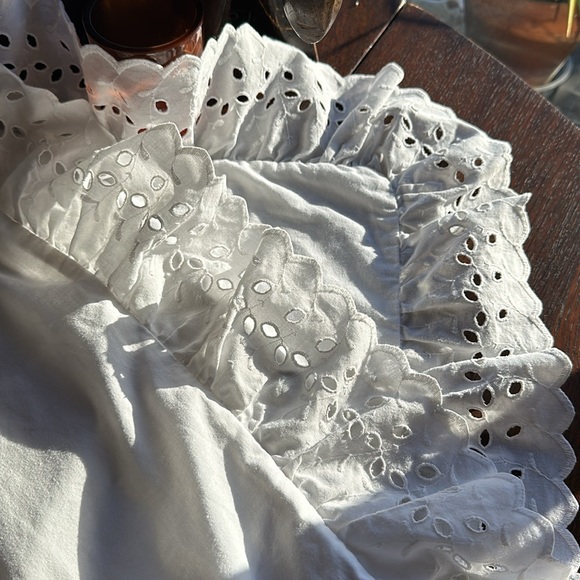 2 Vintage Chic White Eyelet Euro Shams. Anthropologie, Cottagecore , boho vibes - Picture 9 of 13